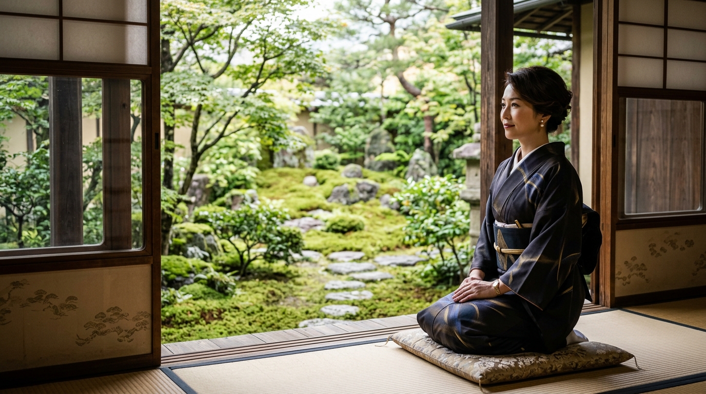 静けさの中で己の内面と向き合う女性